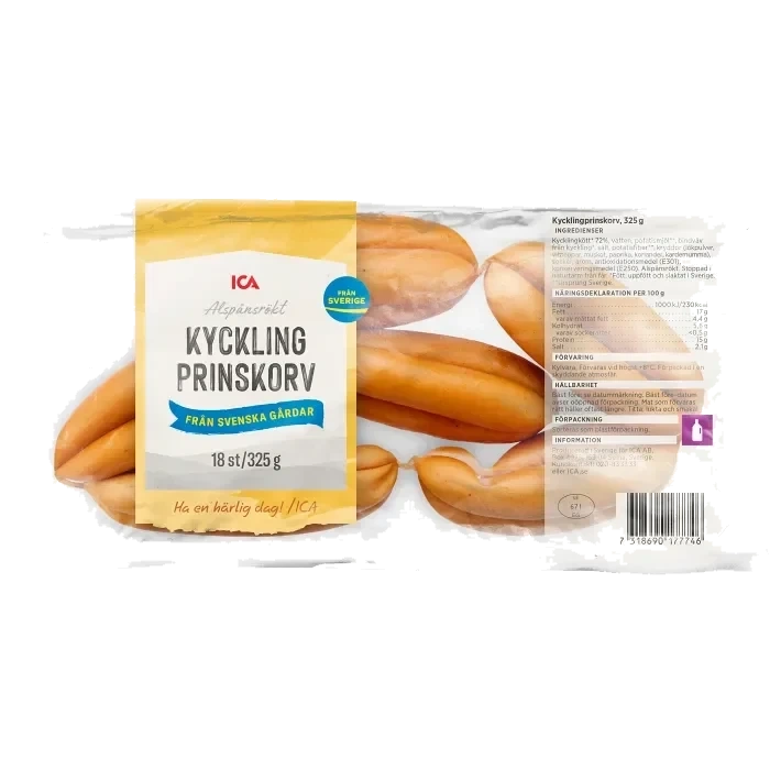 Kycklingprinskorv 325g ICA