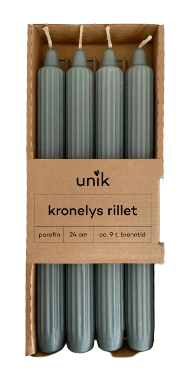 Kronelys Grønn Rillet 4stk Unik