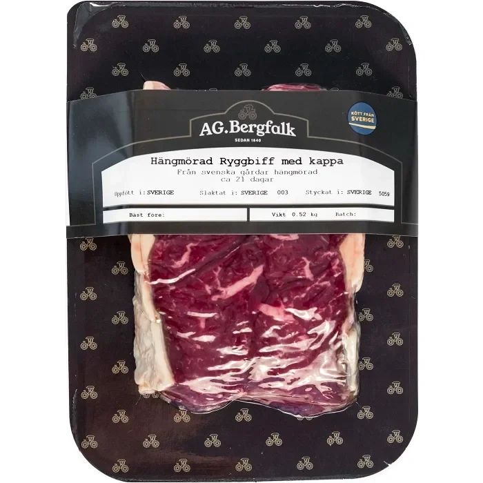 Ryggbiff med kappa skivad hängmörad ca 400g AG Bergfalk