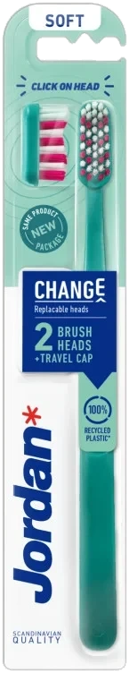 Jordan Tannbørste Change Soft W/2 Heads&Cap