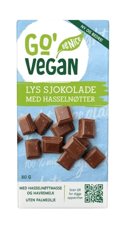 Go'Vegan Sjokolade med Hasselnøtter 80g