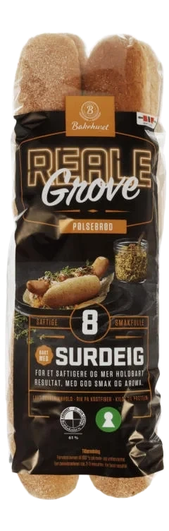 Pølsebrød Grove 8pk 410g Reale