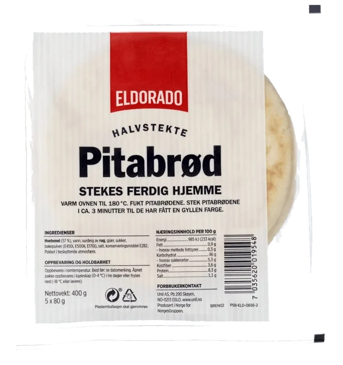 Pitabrød Halvstekte 400g Eldorado