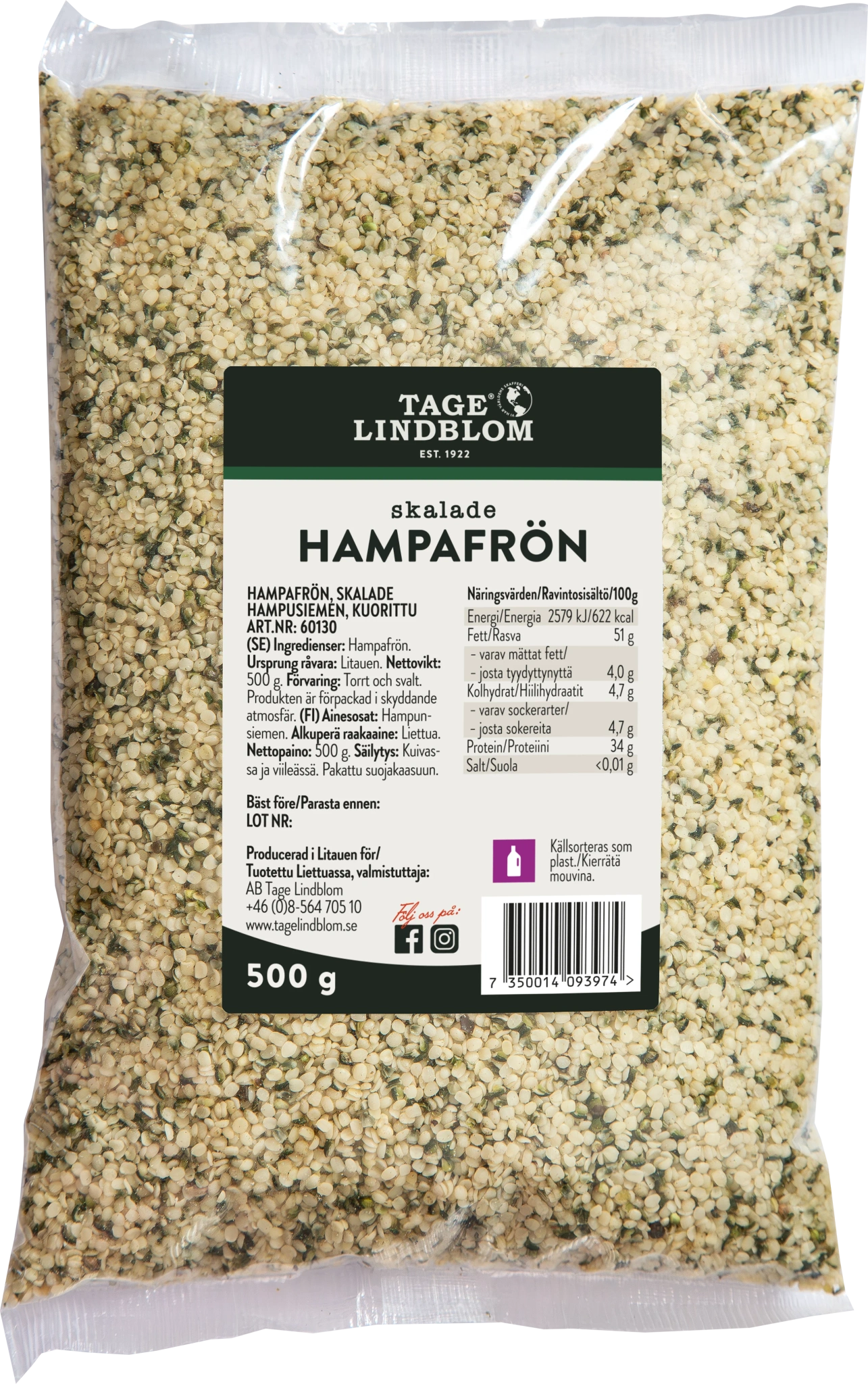 Hampafrön skalade