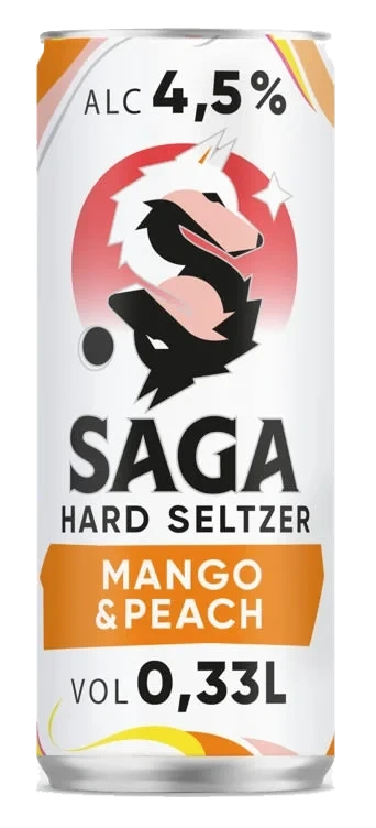 Saga Hard Seltzer Mango&Peach 0,33l boks