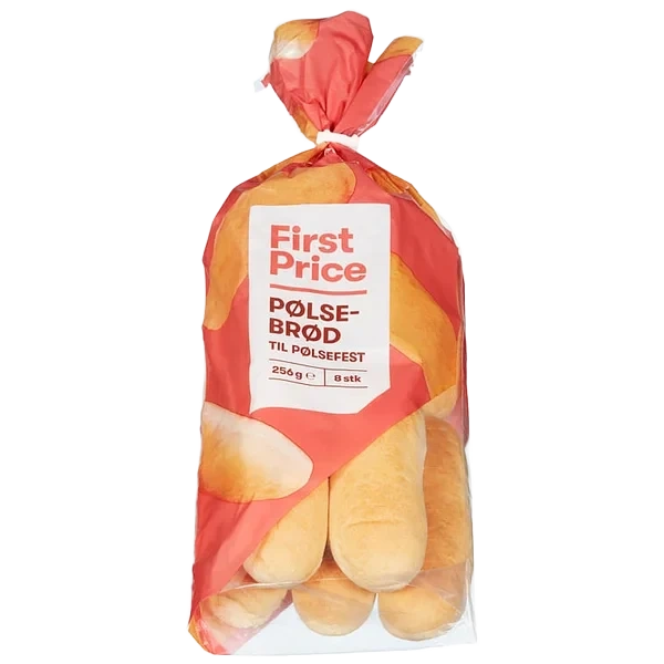 Pølsebrød 8stk 250g First Price