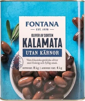 Oliver av sort Kalamata utan kärna