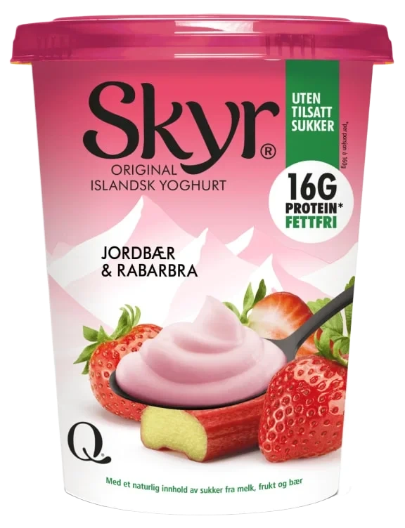 Skyr Jordbær&Rabarbra 450g Q