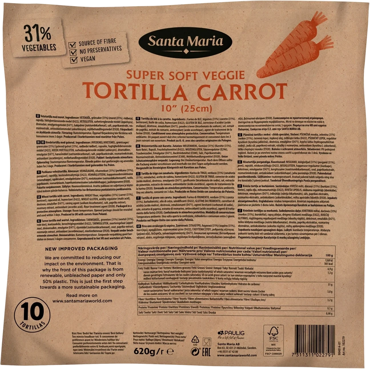 Tortilla Carrot 10'' (25cm)
