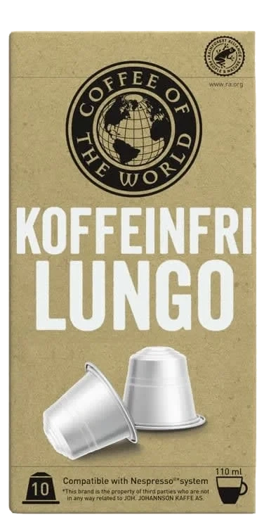 Cotw Lungo Koffeinfri Kaffekapsel 10stk
