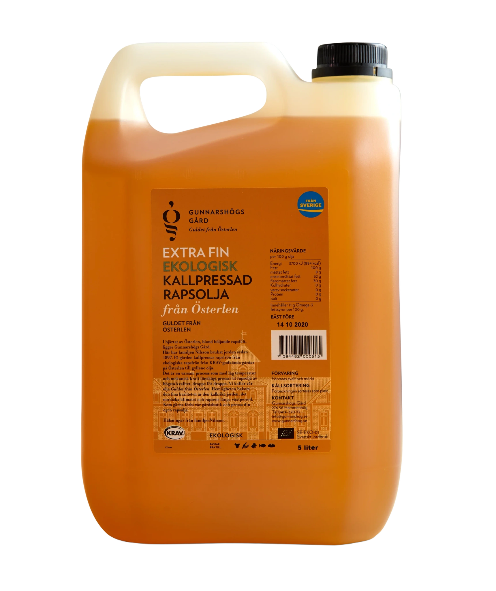 Rapsolje kaldpresset økol.  5l
