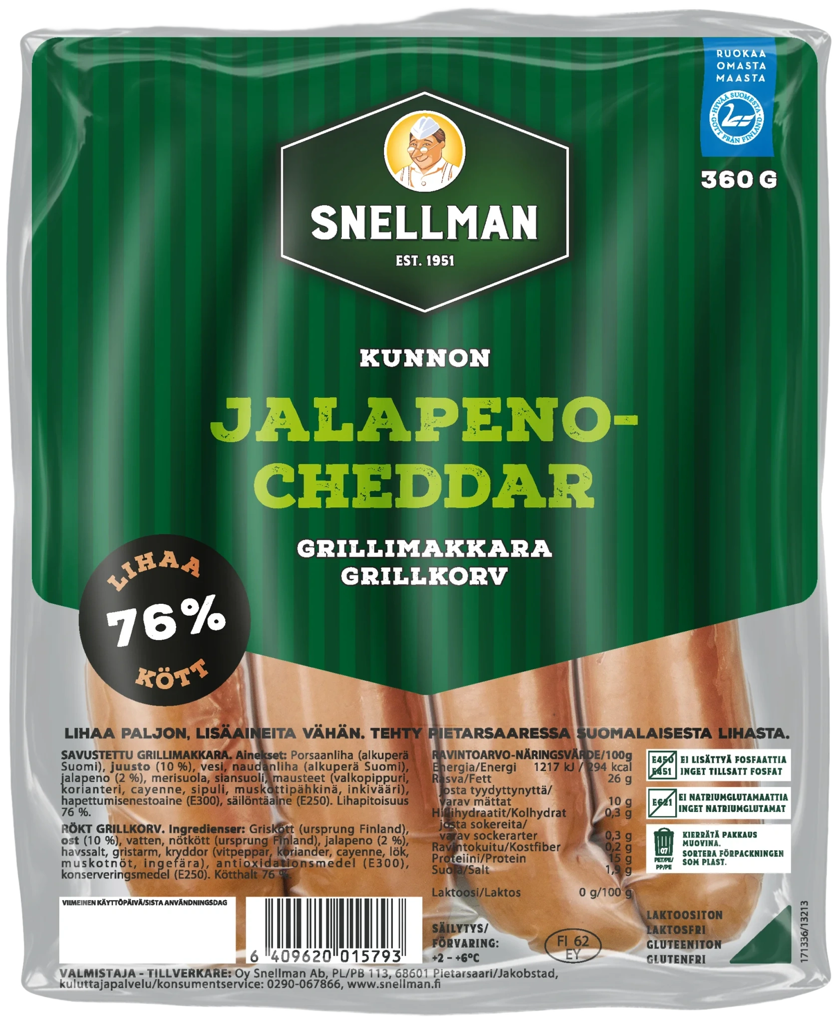 Jalapeno-cheddar grillkorv
