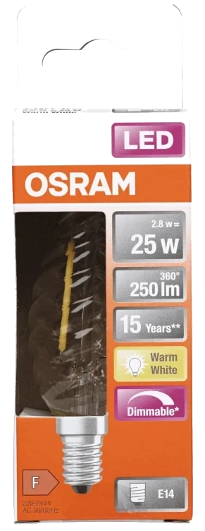 Led Lyspære Cl Bw 25 Klar E14 Dim Osram