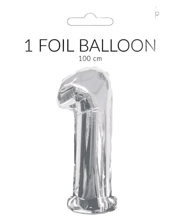 Folieballong 1 Sølv 100cm