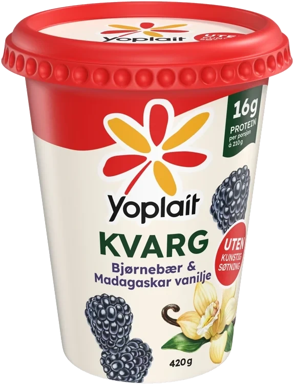 Yoplait kvarg bjørnebær & madagaskar vanilje  420g