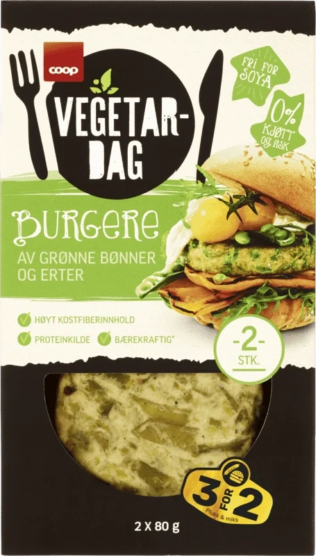 Coop Vegetardag Burger Bønner og Erter 160g