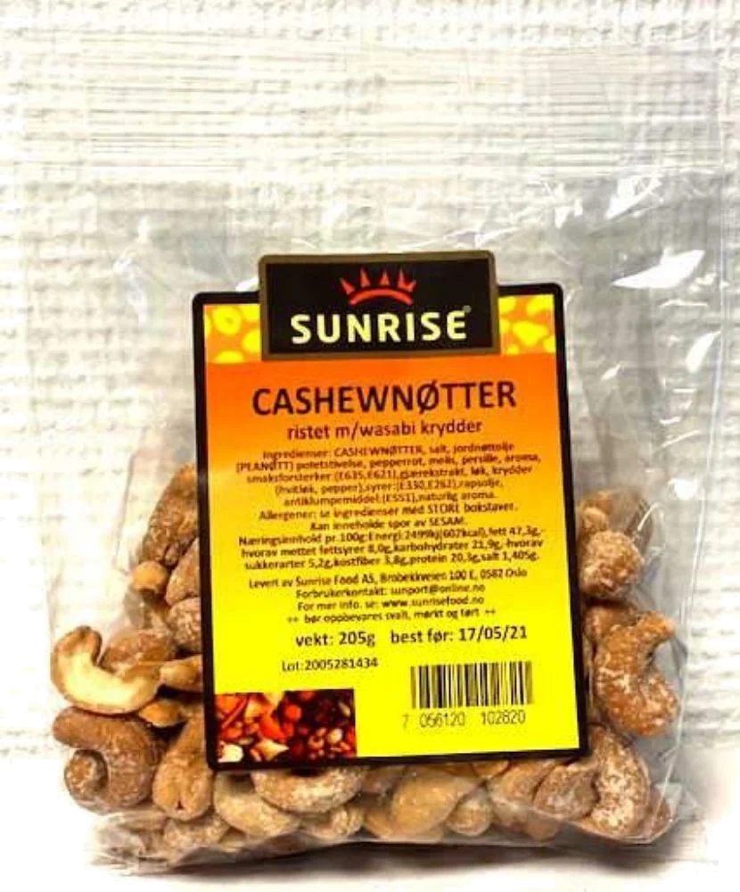 Sunrise Cashewnøtter Ristet m/Wasabi Krydder 125g