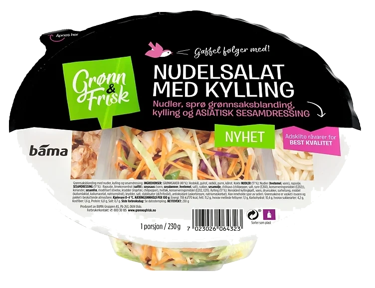 Nudelsalat med Kylling 230g Grønn&Frisk