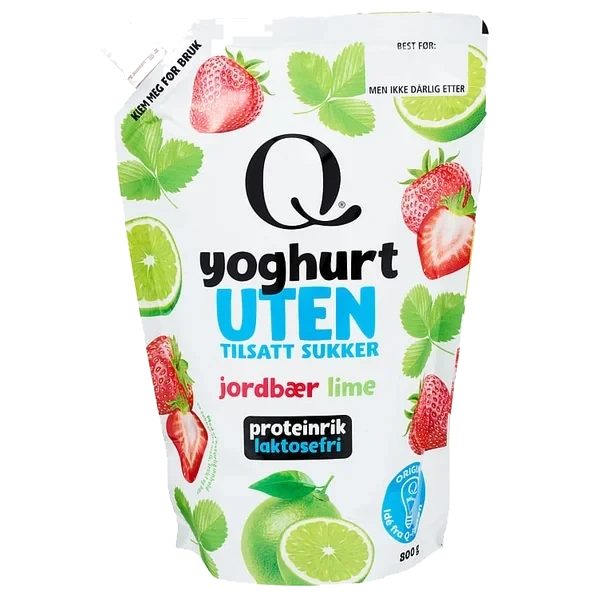 Yoghurt U/sukker Jordbær&lime 800g Q