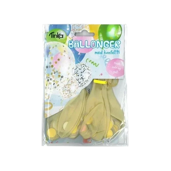 Ballonger med Konfetti 4pk - Rosa/Sølv/Gull