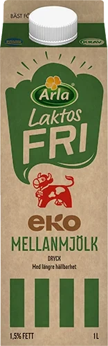 Laktosfri eko mellanmjölkdryck 1.5%