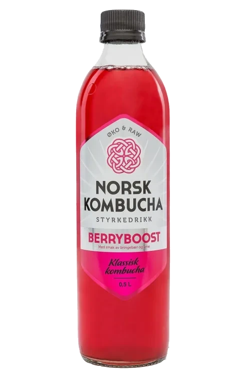 Norsk Kombucha 0,5l,rød Berryboost