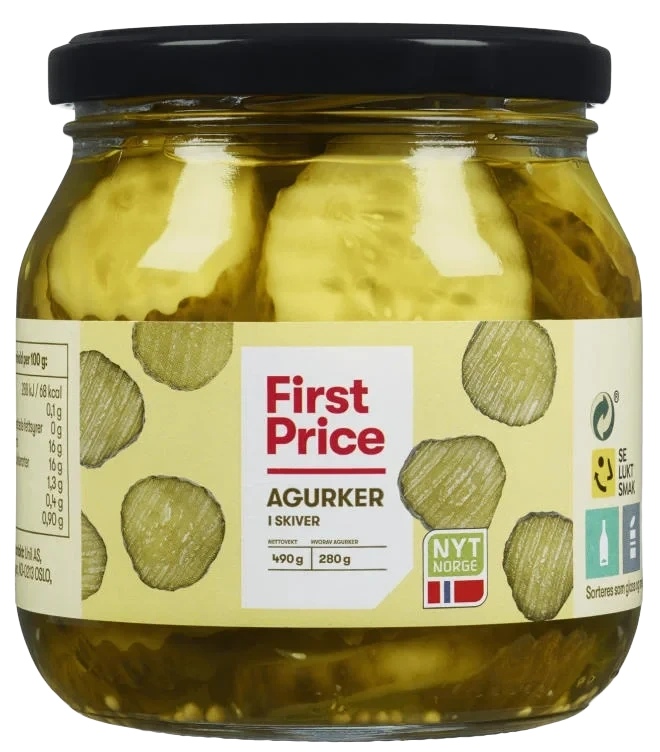 Agurker i skiver 490g First Price