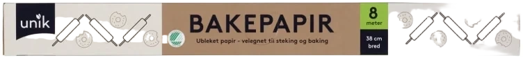 Bakepapir 38cmx8m Unik
