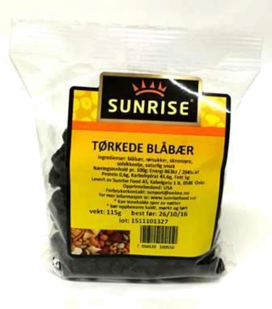 Sunrise Tørkede Blåbær 115g