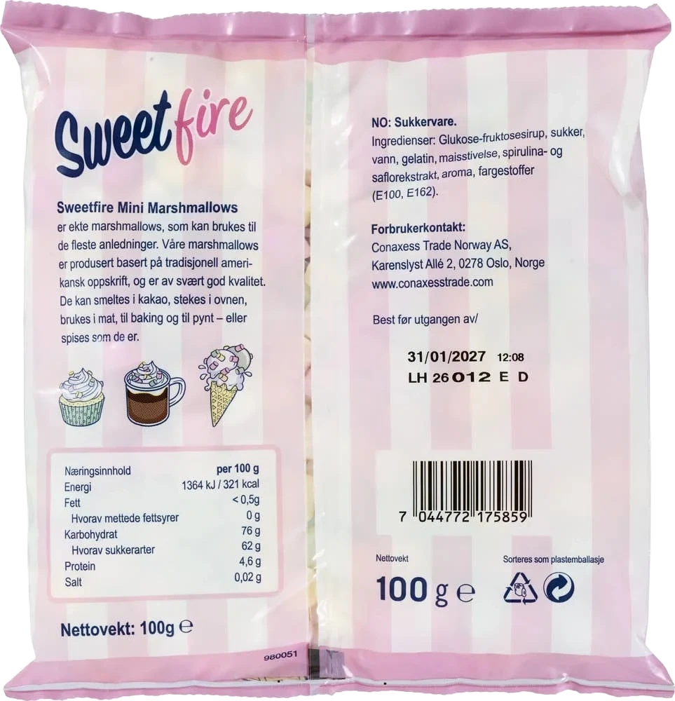 Sweetfire Flerfargede mini-marshmallows