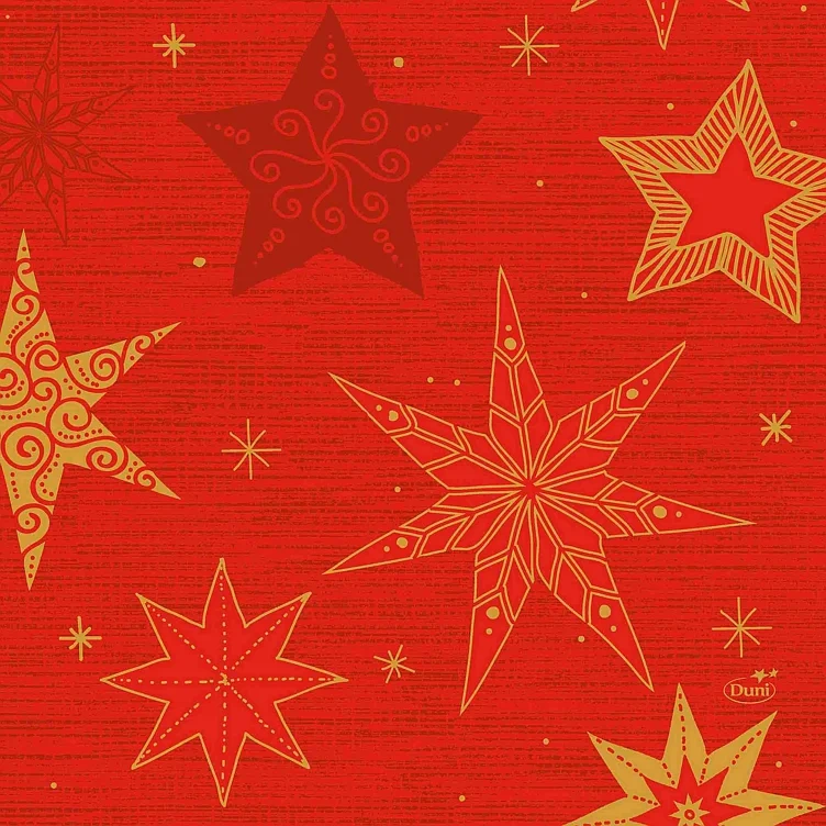 Serviett star stories red 33cm    50stk