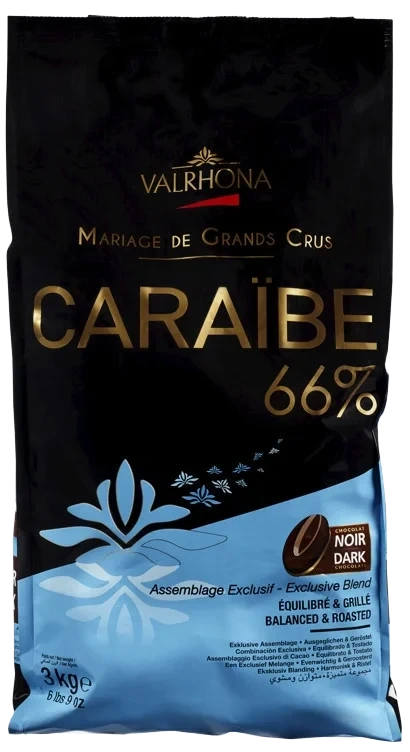Sjokolade Mørk 66% Caraibe 3kg Valrhona