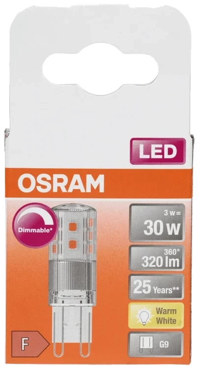 Lyspære Led Pin 30 Klar Dim G9 Osram