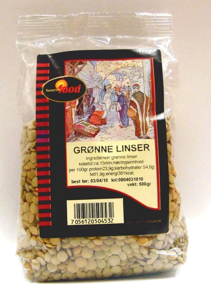Sunrise Linser Grønne 900g