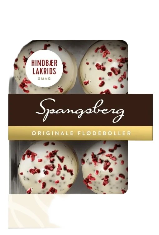 Flødeboller Hindbær Lakrids 124g Spangsberg