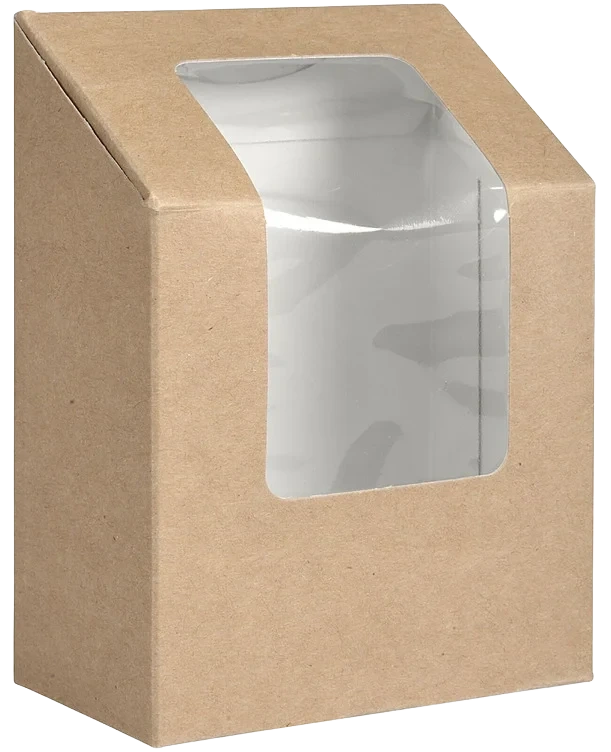Tortillaboks 9x5x12cm brun papp m/vindu 500stk