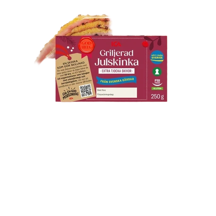 Julskinka Griljerad Skivad Extra Tjocka Skivor Glutenfri 250g ICA
