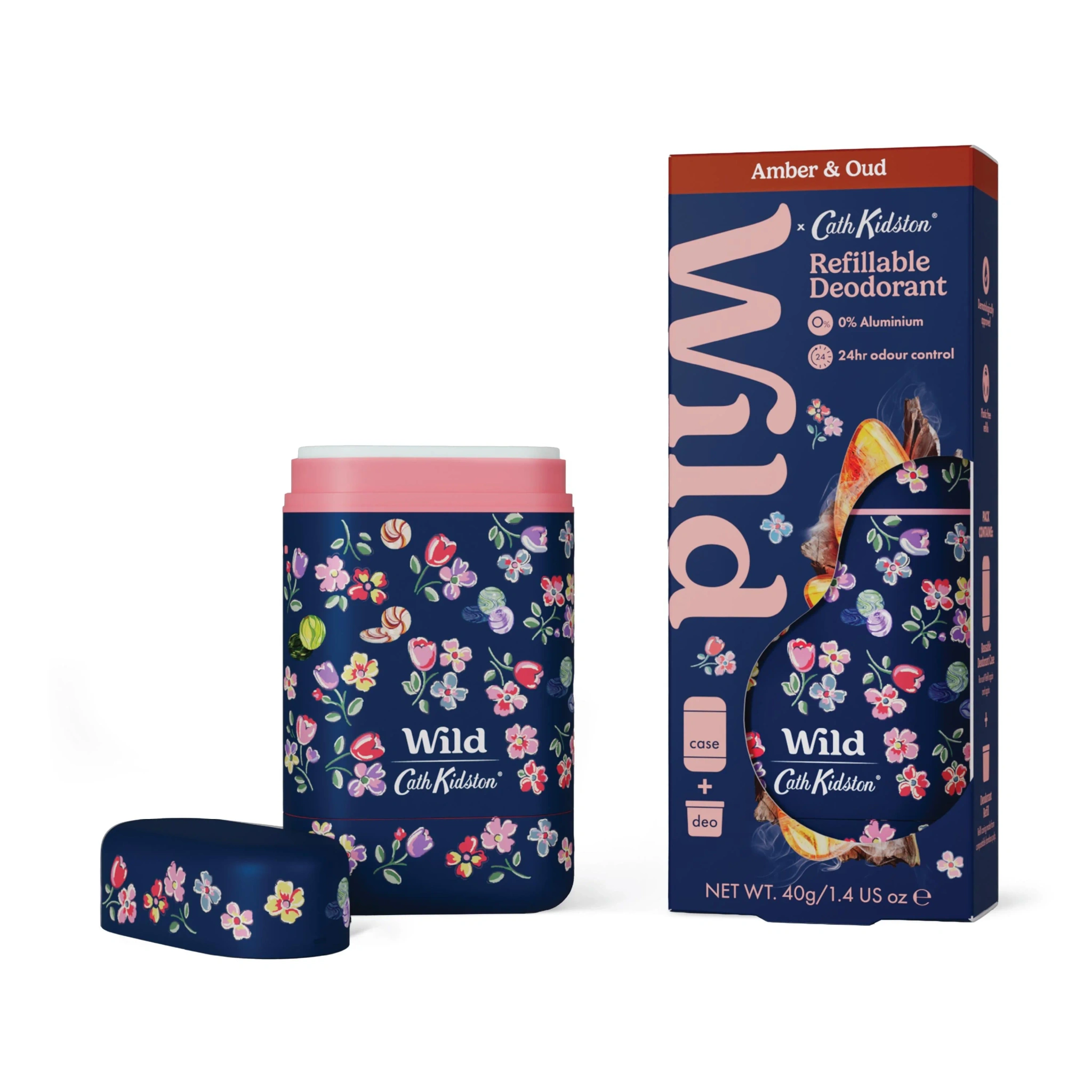 Wild Deo Stick Marble Ditsy Case Amber Oud Startpakke, 40 g