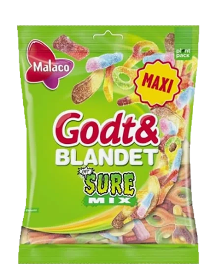 Malaco Godt & Blandet Sur Mix 325g