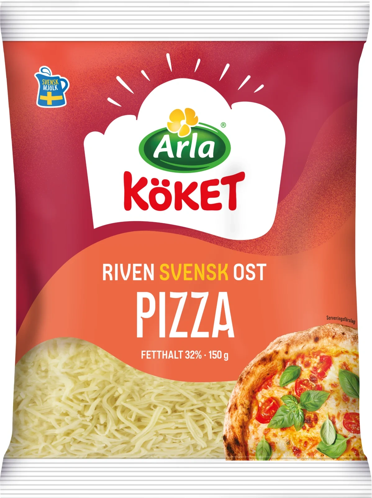 Riven ost pizza 32% 150 g