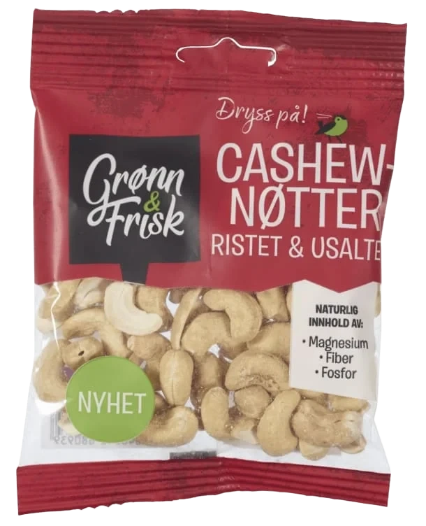 Cashewnøtter Ristet&Usaltet 65g Grønn&Frisk