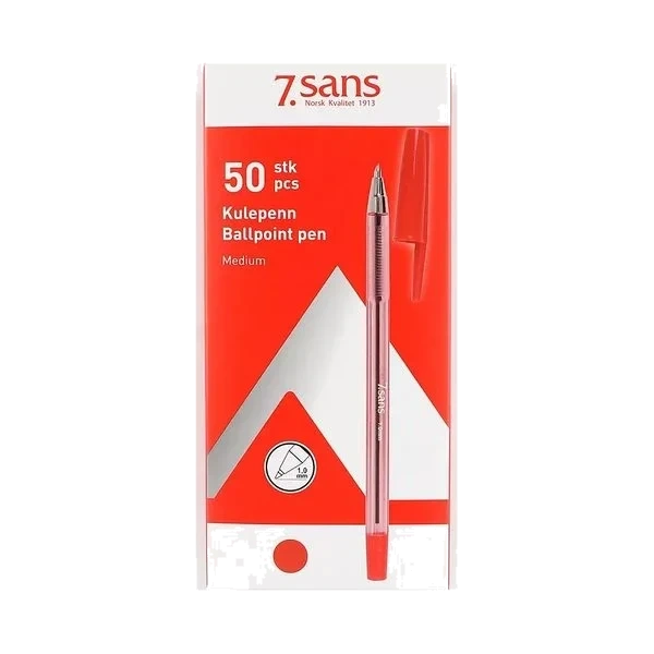 Ballpoint Kulepenn - Rød Medium (Kartong 50 stk)