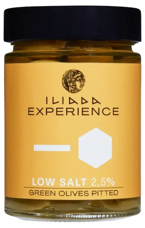 Oliven Grønn Saltredusert u/Sten 340g Iliada