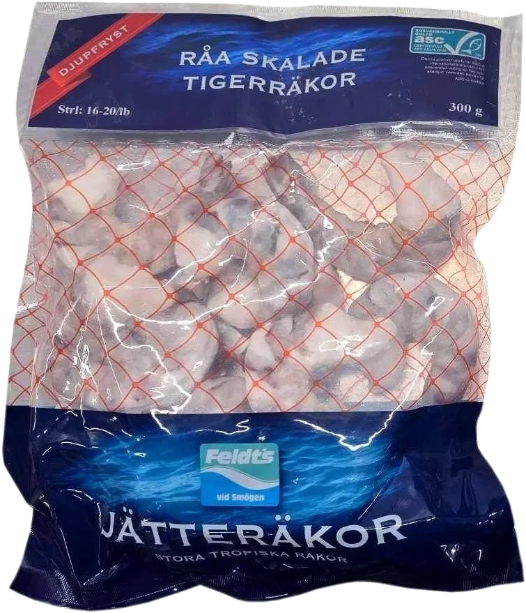 Tigerräkor råa skalade ASC