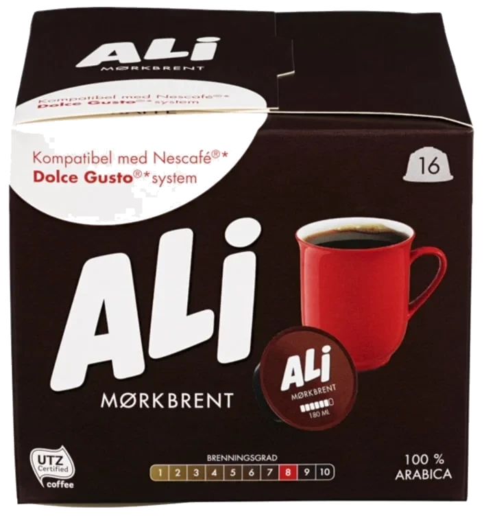 Ali Mørkbrent Kaffekapsel 16stk