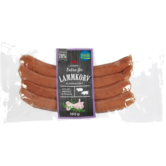 Lammkorv Extra Fin Kötthalt 78% 180g ICA
