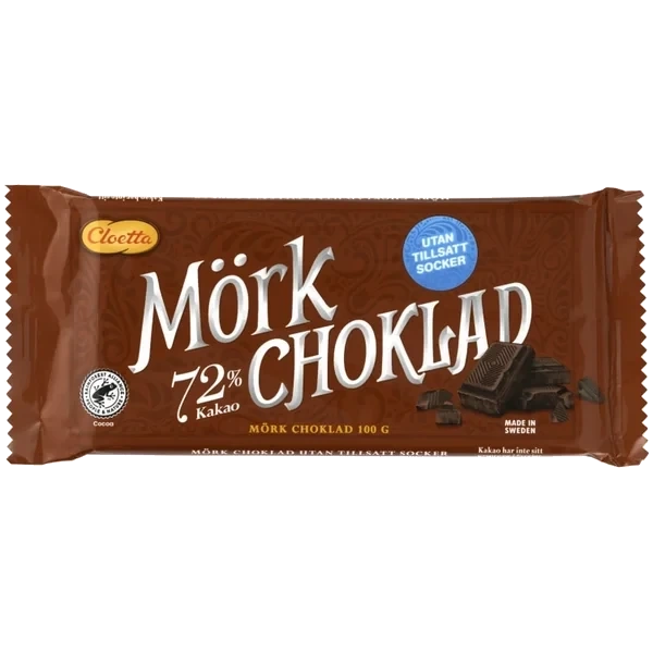 Cloetta Mørk Melkesjokolade 72% 100g