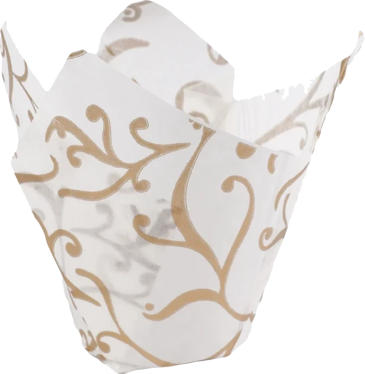 Muffinsform tulip hvit/gull 50x95mm  1000stk