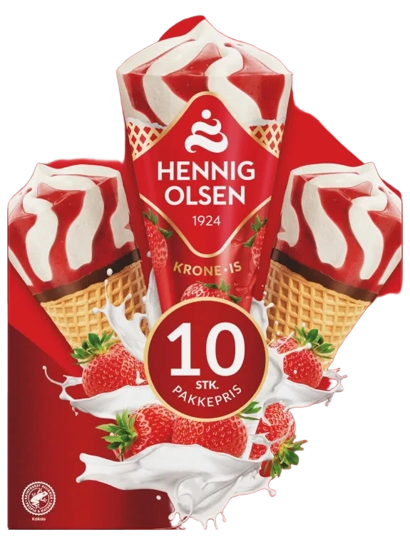 Krone-Is Jordbær 10stk Hennig-Olsen