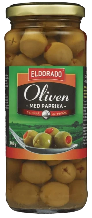 Oliven m/Paprika 340g Eldorado
